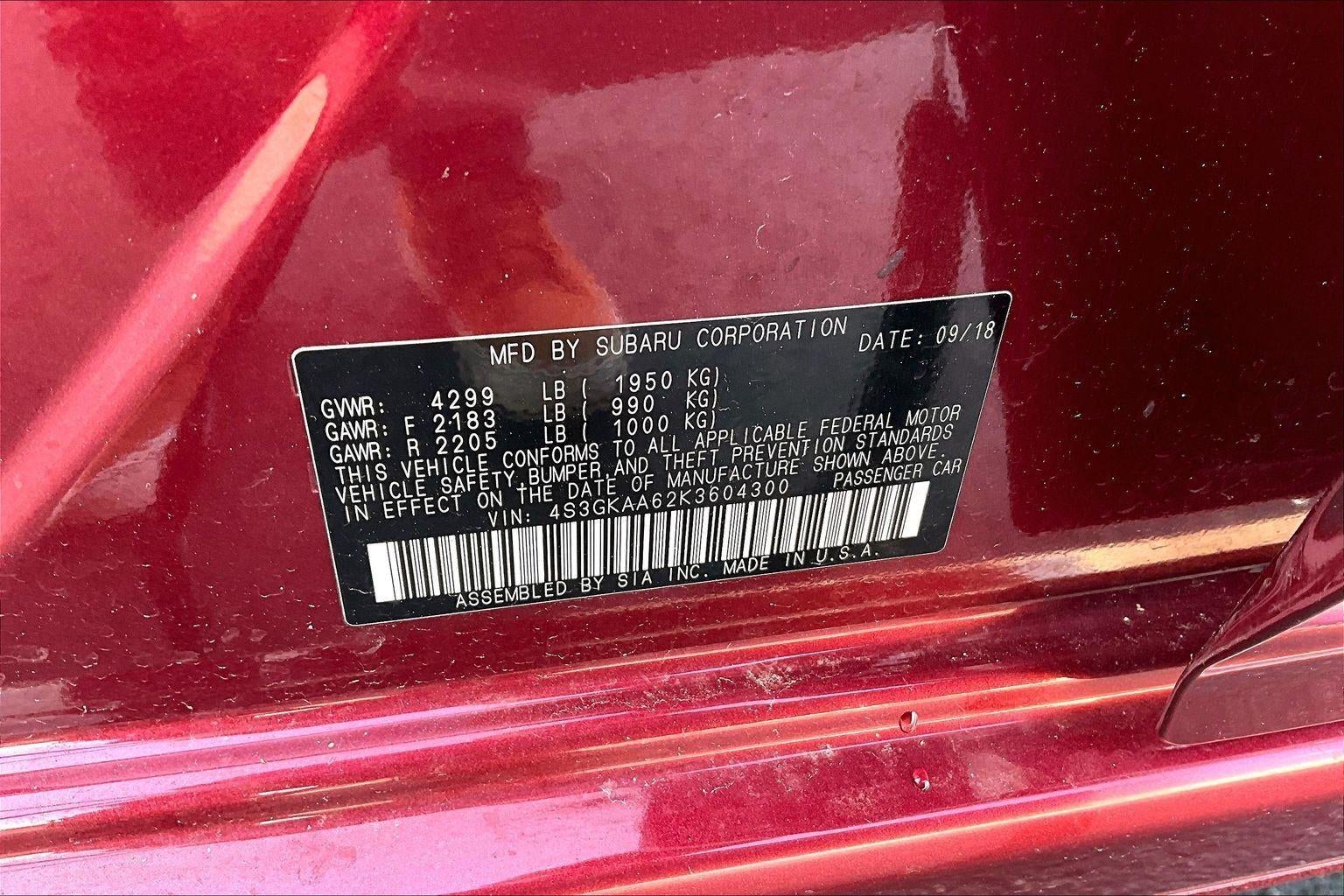 2019 Subaru Impreza 4DR SDN 2.0I CVT