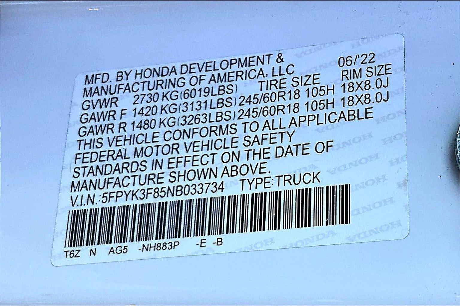 2022 Honda Ridgeline Black Edition