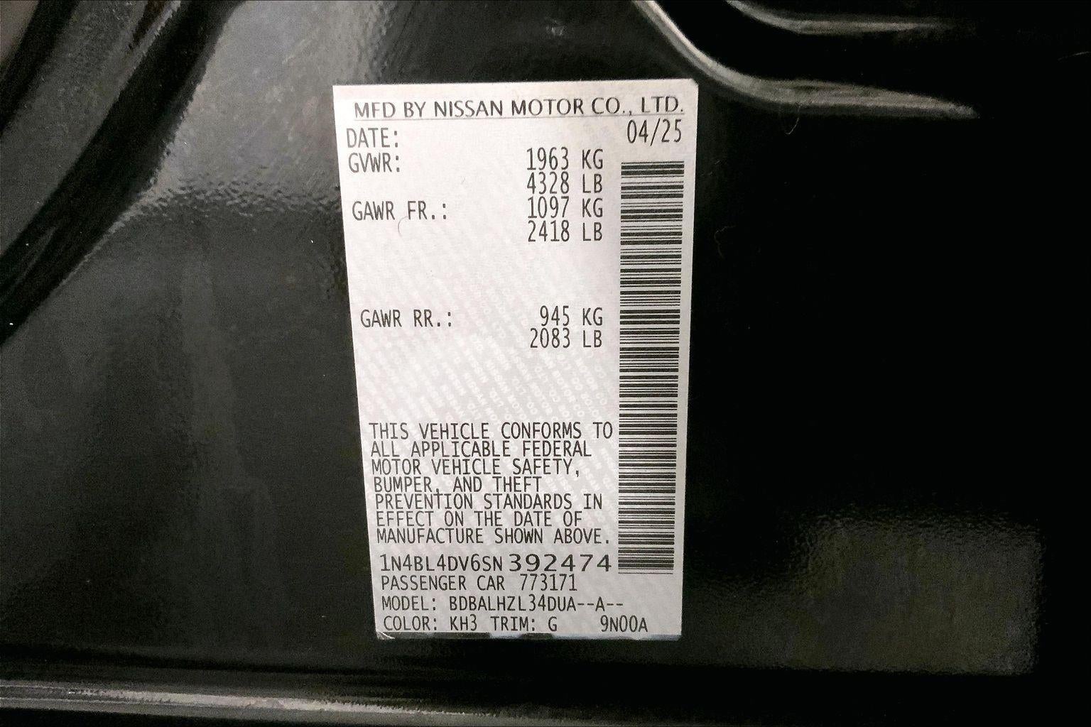 2025 Nissan Altima SV FWD