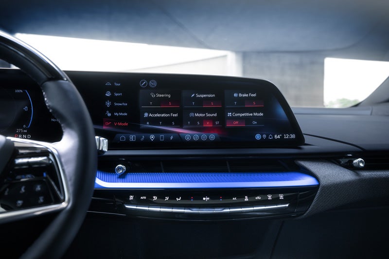 The 2026 OPTIQ-V Display Screen Displaying the V-Mode Settings | Cable Dahmer Cadillac Topeka in Topeka KS